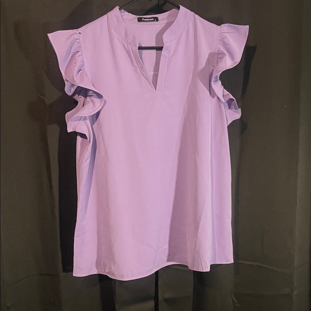 Purple Ruffle Sleeve Women's Top